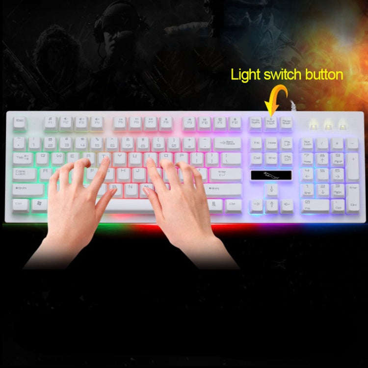 ZGB G20 104 Keys USB Wired Mechanical Feel Glowing Computer Keyboard Gaming Keyboard(White)