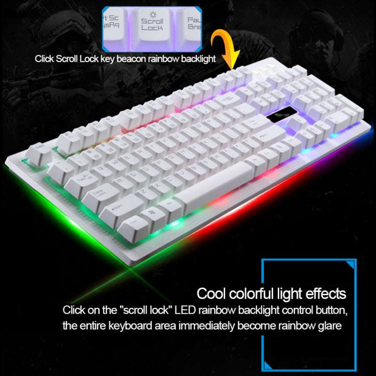 ZGB G20 104 Keys USB Wired Mechanical Feel Glowing Computer Keyboard Gaming Keyboard(White)