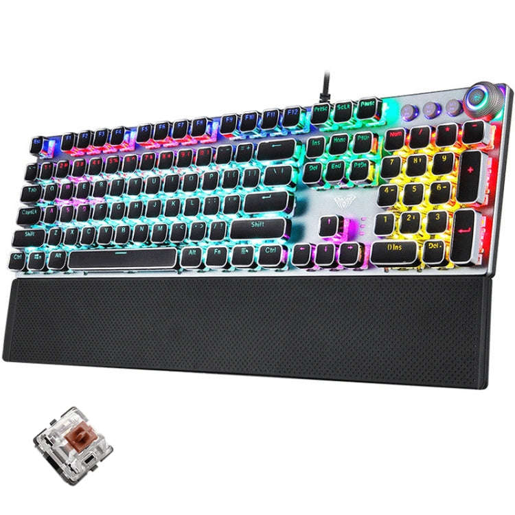 AULA F2088 108 Keys Mixed Light Plating Punk Mechanical Brown Switch Wired USB Gaming Keyboard wi...