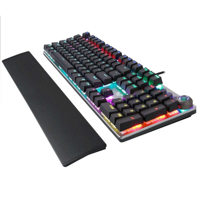AULA F2088 108 Keys Mixed Light Mechanical Blue Switch Wired USB Gaming Keyboard with Metal Butto...