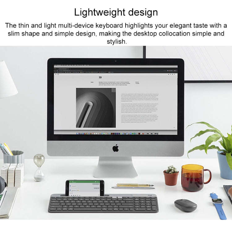 Logitech K580 Dual Modes Thin and Light Multi-device Wireless Keyboard with Phone Holder (White)