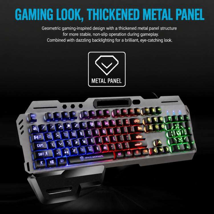 SHIPADOO GK70 Wired RGB Floating Detachable Hand Rest Gap Rainbow Translucent Gaming Keyboard(White)