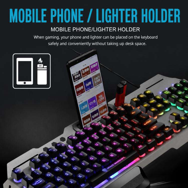 SHIPADOO GK70 Wired RGB Floating Detachable Hand Rest Gap Rainbow Translucent Gaming Keyboard(White)