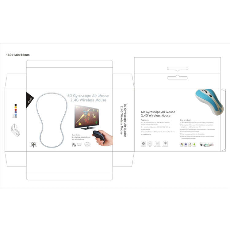 PR-01 6D Gyroscope Fly Air Mouse 2.4G USB Receiver 1600 DPI Wireless Optical Mouse for Computer P...