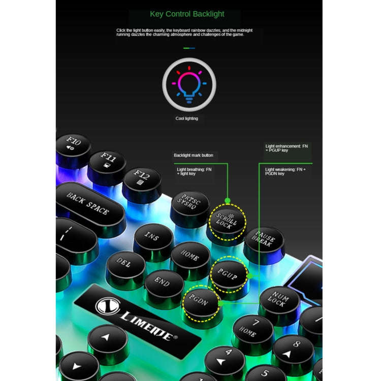 TX300 Mechanical Feel Backlight Punk Wired Keyboard Mouse Set (White)