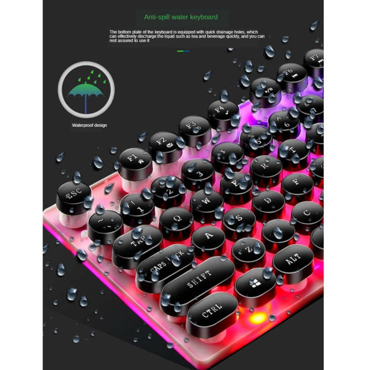 TX300 Mechanical Feel Backlight Punk Wired Keyboard Mouse Set (White)