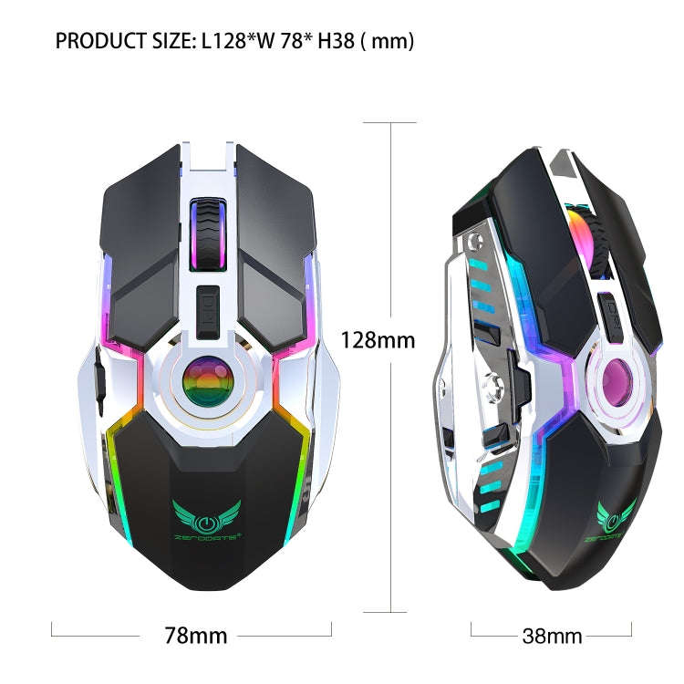 ZERODATE T30 2.4GHz 2400DPI Three-speed Adjustable RGB Backlight Wireless Optical Mouse (Black)