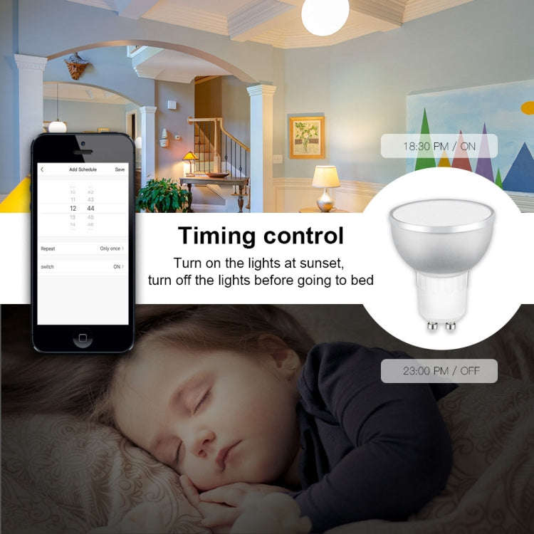 GU10 5W RGB Dimming WIFI Smart LED Light Bulb Energy Saving Light (Colorful Light)