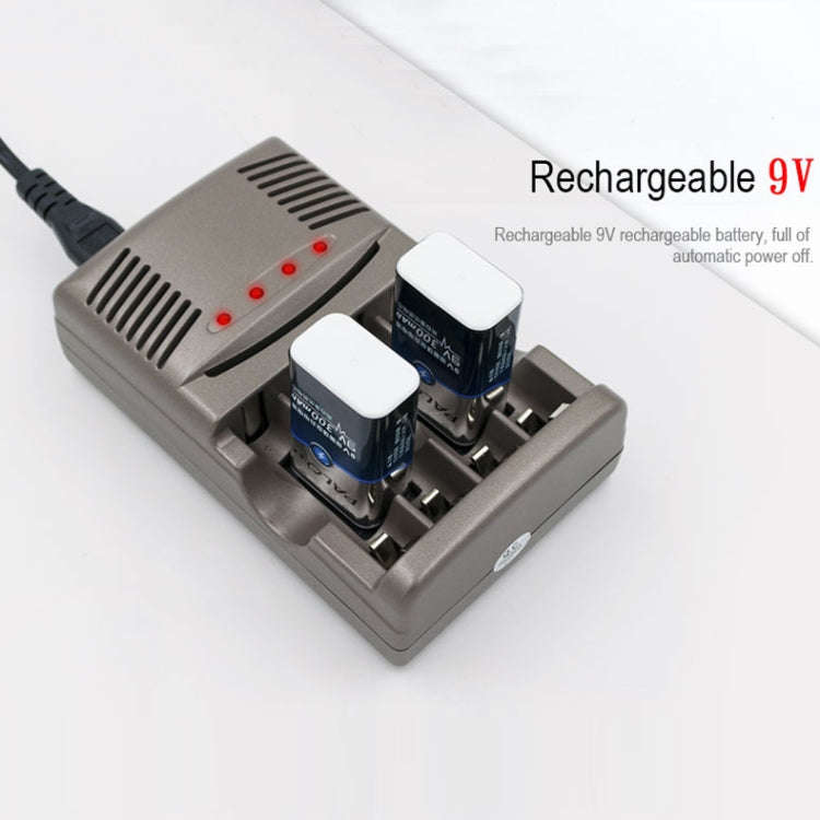 DC 100-240V 4 Slot Battery Charger for AA & AAA & 9V Ni-MH Battery, US Plug