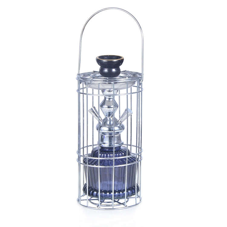 010-30 Double Tube Glass Iron Cage Hookah (Blue)
