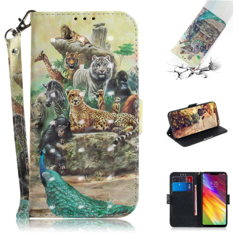 3D Colored Drawing Animals Pattern Horizontal Flip Leather Case for LG Q Stylo 5, with Holder & C...