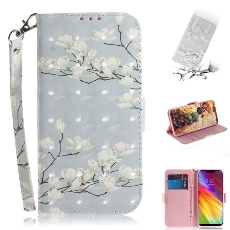 3D Colored Drawing Magnolia Pattern Horizontal Flip Leather Case for LG Q Stylo 5, with Holder & ...