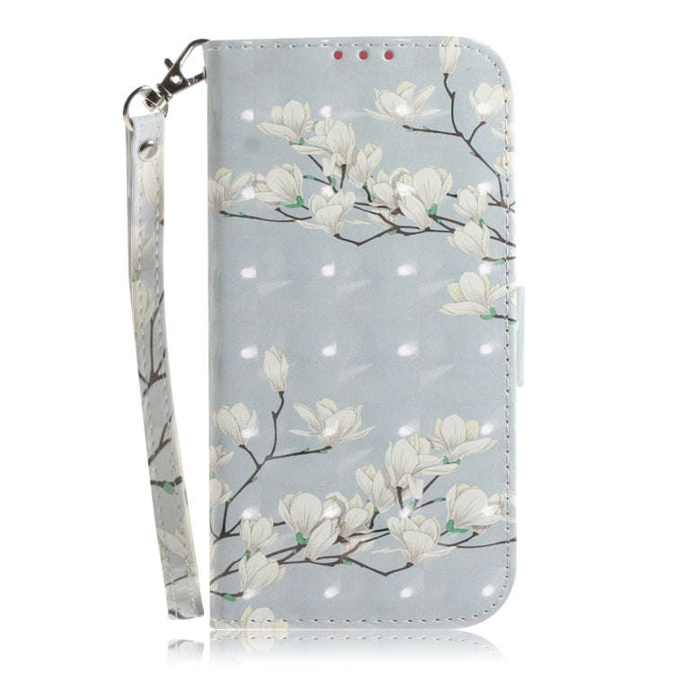 3D Colored Drawing Magnolia Pattern Horizontal Flip Leather Case for LG Q Stylo 5, with Holder & ...