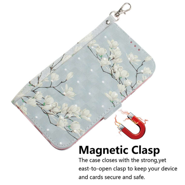 3D Colored Drawing Magnolia Pattern Horizontal Flip Leather Case for LG Q Stylo 5, with Holder & ...