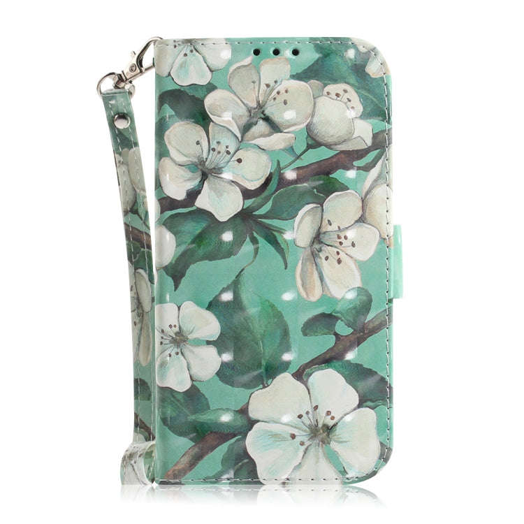 3D Painting Watercolor Flower Pattern Coloured Drawing Horizontal Flip Leather Case for LG K50, w...