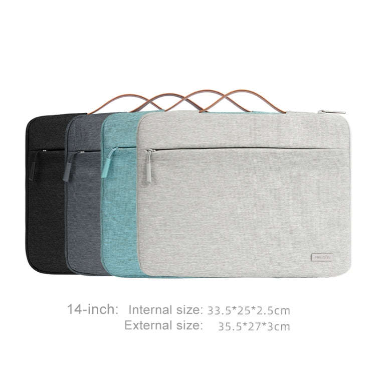 For 14 inch Laptop Zipper Waterproof  Handheld Sleeve Bag (Green)