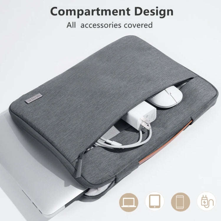 For 14 inch Laptop Zipper Waterproof  Handheld Sleeve Bag (Grey)