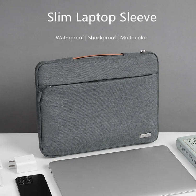 For 16 inch Laptop Zipper Waterproof  Handheld Sleeve Bag (Beige White)