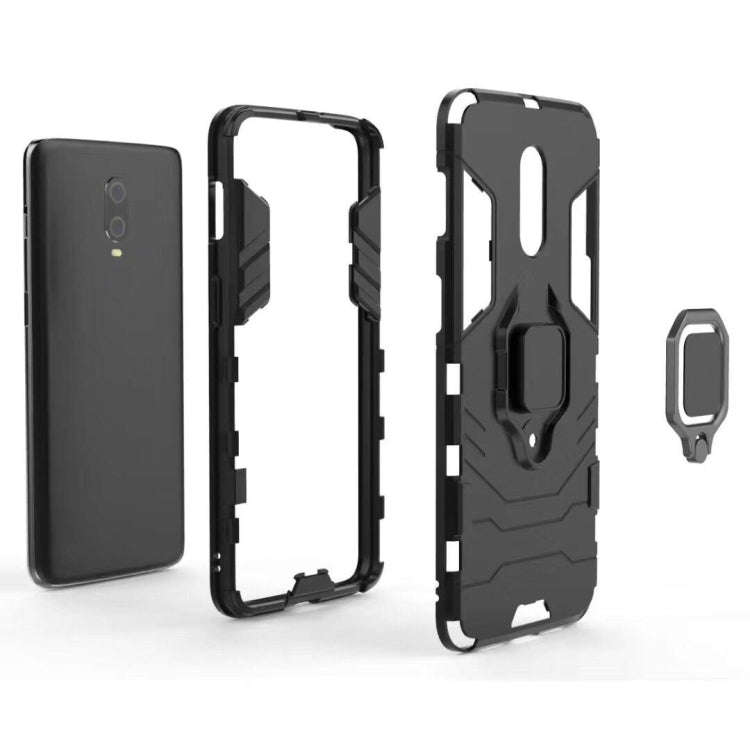 PC + TPU Shockproof Protective Case with Magnetic Ring Holder for OnePlus 7 (Black)