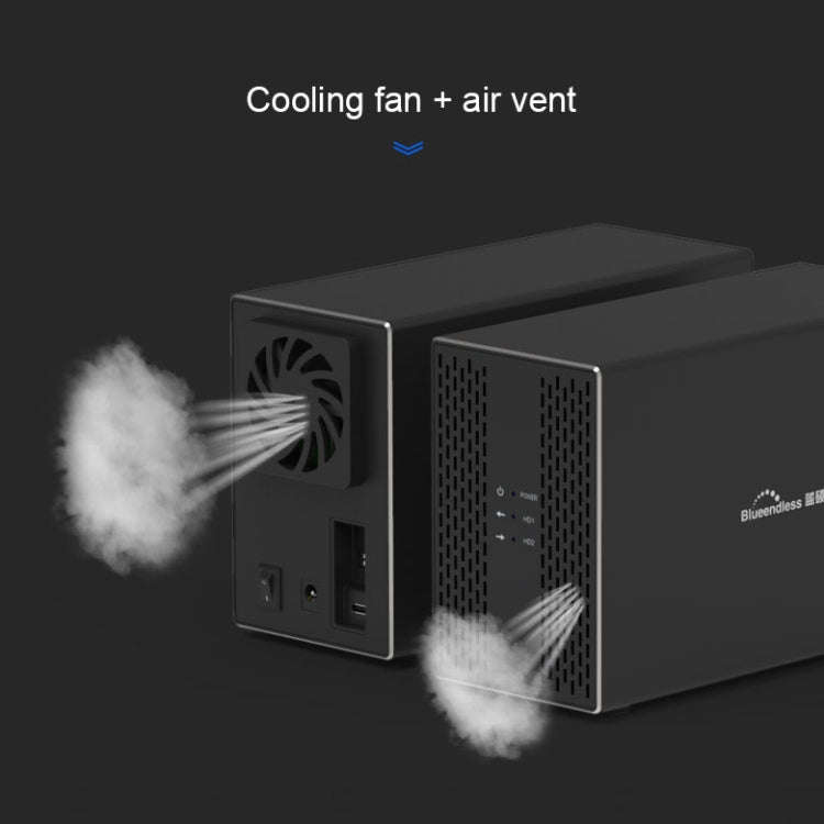 Blueendless Type-C / USB-C Interface 3.5 inch 2 Bay RAID Combination Array HDD External Enclosure...