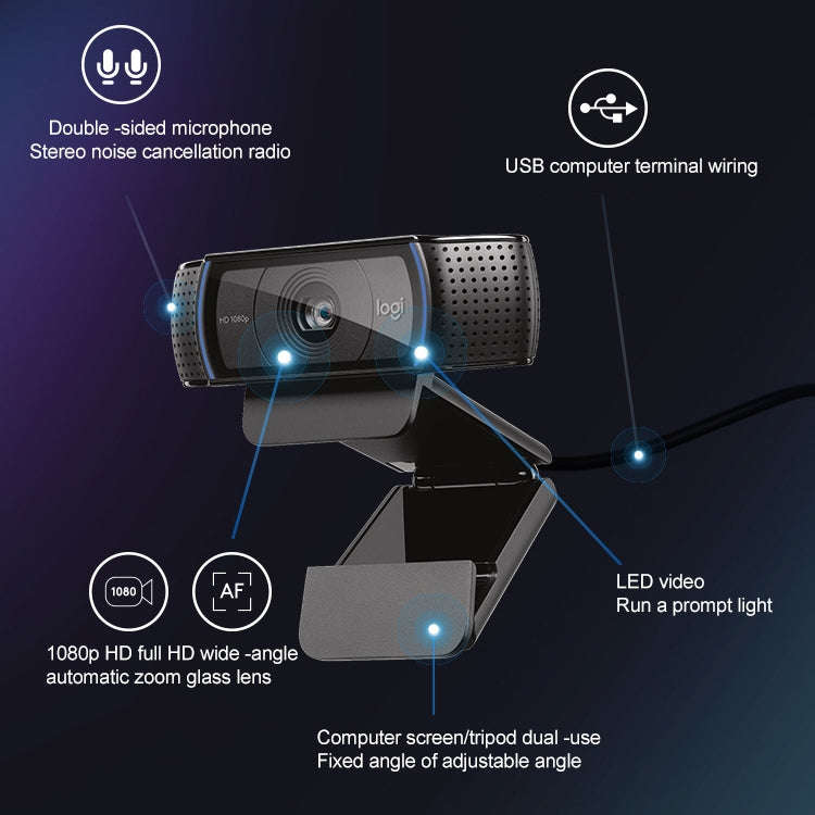 Logitech C920e HD Pro Webcam Widescreen Video Chat Recording USB Smart 1080P Web Camera