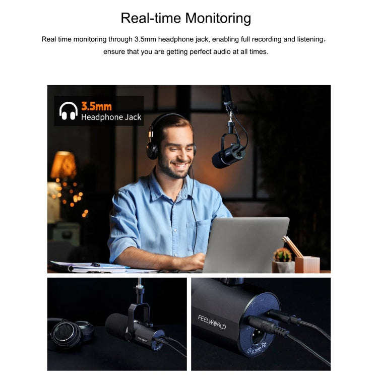 FEELWORLD PM1-AS XLR/USB Dynamic Microphone for Podcasting Recording Gaming Live Streaming with B...