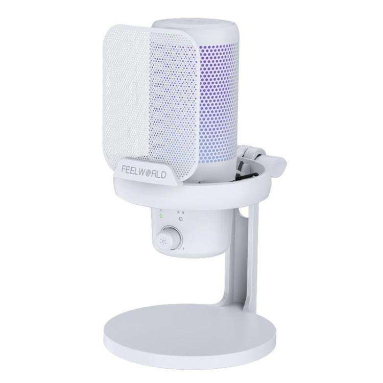 FEELWORLD VM1-XS USB Condenser Gaming Microphone for Streaming Noise Cancellation Mute RGB Light ...