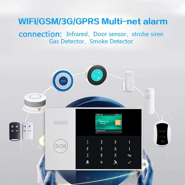 PG-105-GSM GSM/GPRS + WiFi Intelligent Alarm System with Touch Keypad & LCD Screen & RFID Functio...
