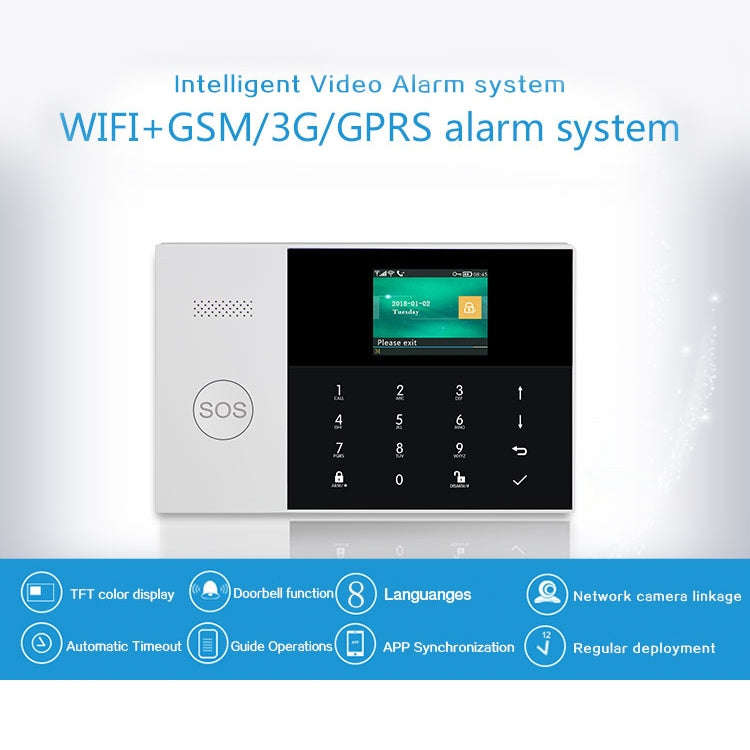 PG-105-GSM GSM/GPRS + WiFi Intelligent Alarm System with Touch Keypad & LCD Screen & RFID Functio...