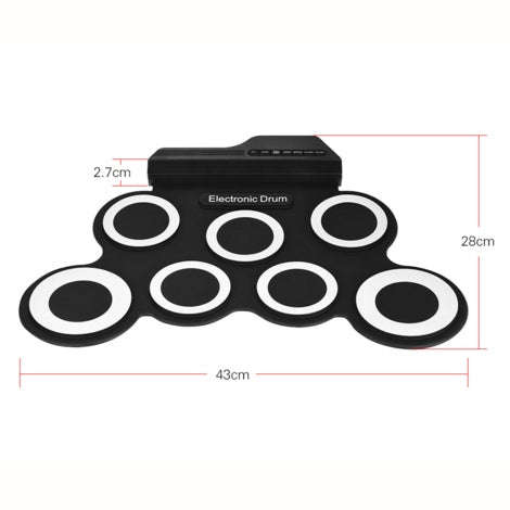 Portable Silicone Hand Roll USB Electronic Drum(Black)