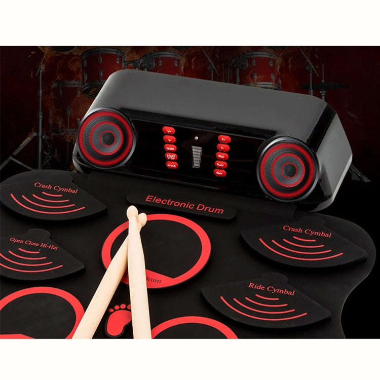 Portable Adult Beginner Children Hand Roll Electronic Drum(Black)