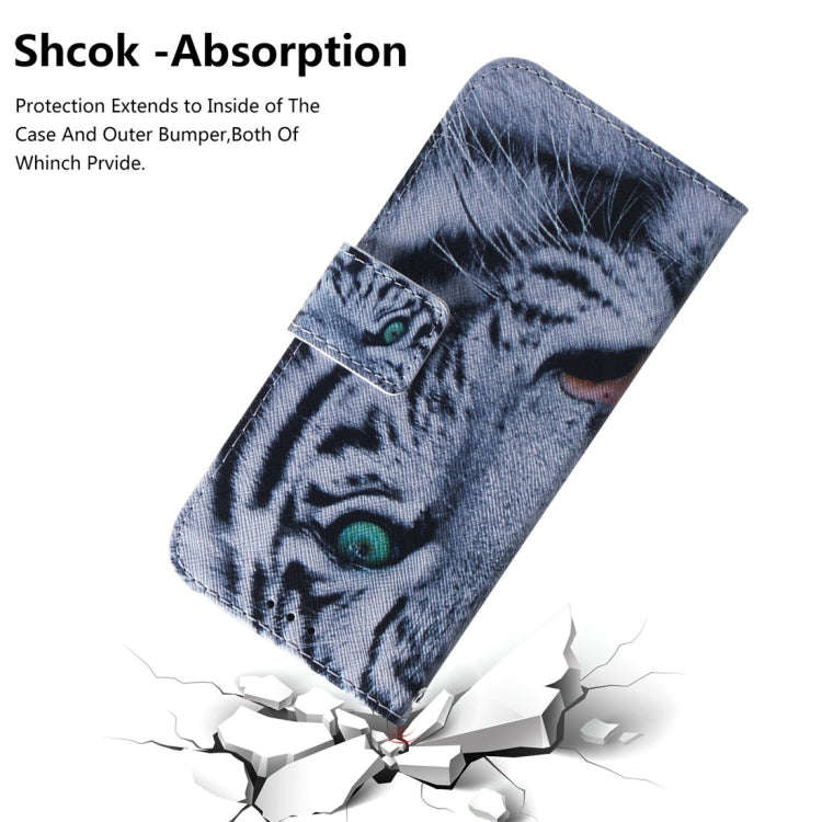 Tiger Pattern Coloured Drawing Horizontal Flip Leather Case for Motorola Moto G7 Play, with Holde...