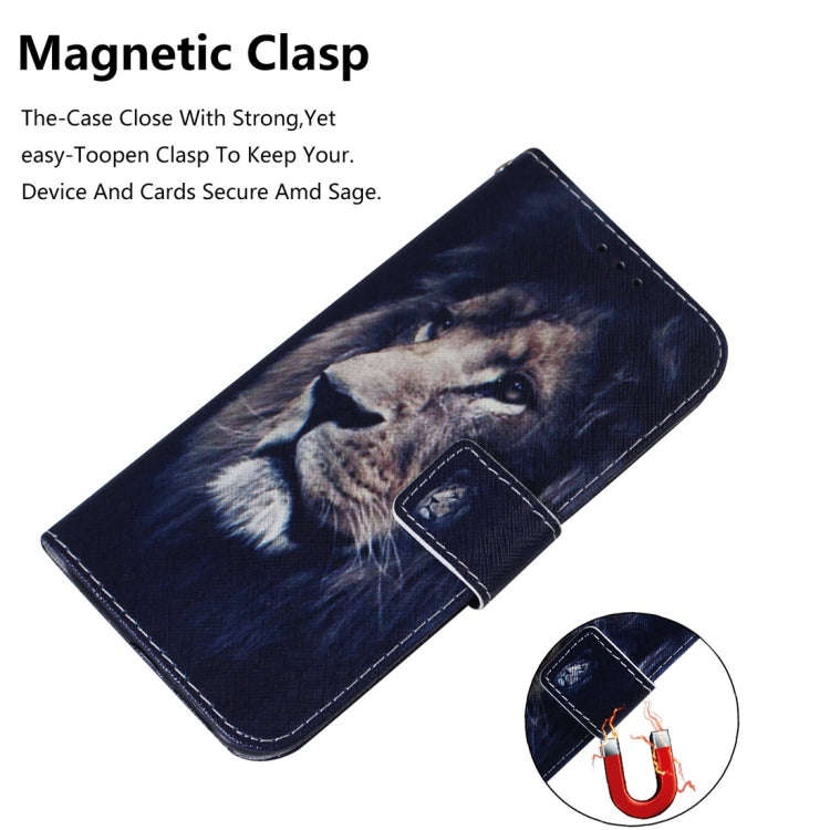 Lion Pattern Coloured Drawing Horizontal Flip Leather Case for Motorola Moto G7 Play, with Holder...