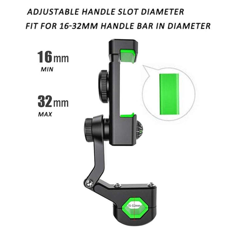 Motorcycle Spherical Compass Phone Holder, Handlebar with Light (Green)