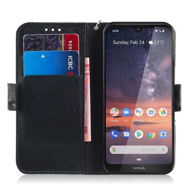 3D Colored Drawing Hug Cat Pattern Horizontal Flip Leather Case for Nokia 3.2, with Holder & Card...