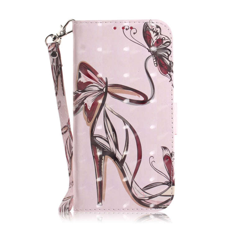 3D Colored Drawing Butterfly High-heeled Shoes Pattern Horizontal Flip Leather Case for Nokia 3.2...