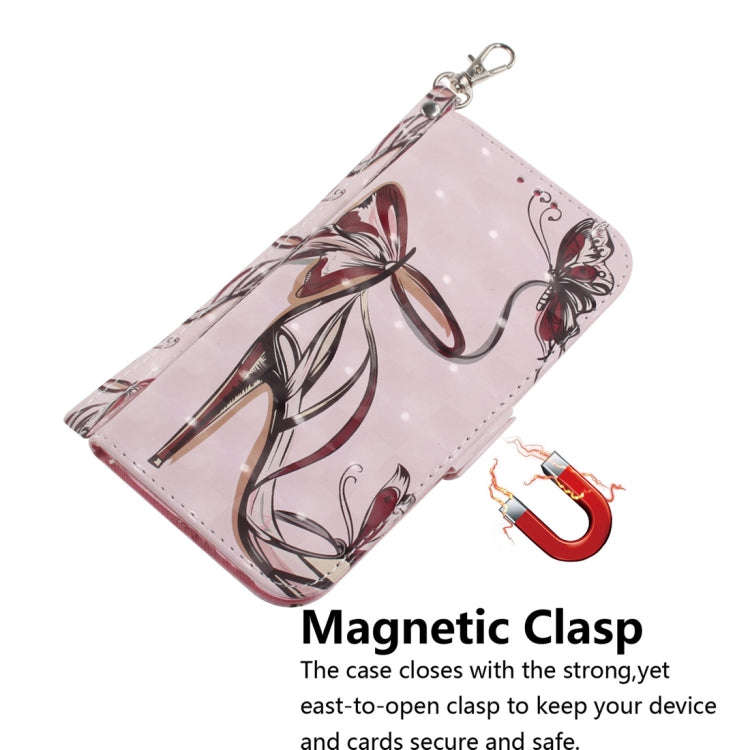 3D Colored Drawing Butterfly High-heeled Shoes Pattern Horizontal Flip Leather Case for Nokia 3.2...