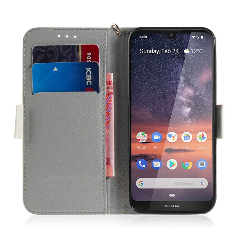 3D Colored Drawing Watercolor Flower Pattern Horizontal Flip Leather Case for Nokia 3.2, with Hol...