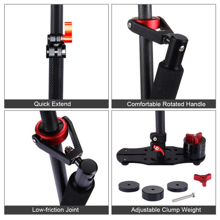 PULUZ 38.5-61cm Carbon Fibre Handheld Stabilizer for DSLR & DV Digital Video & Cameras, Load Rang...