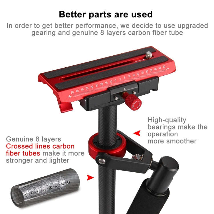 PULUZ 38.5-61cm Carbon Fibre Handheld Stabilizer for DSLR & DV Digital Video & Cameras, Load Rang...