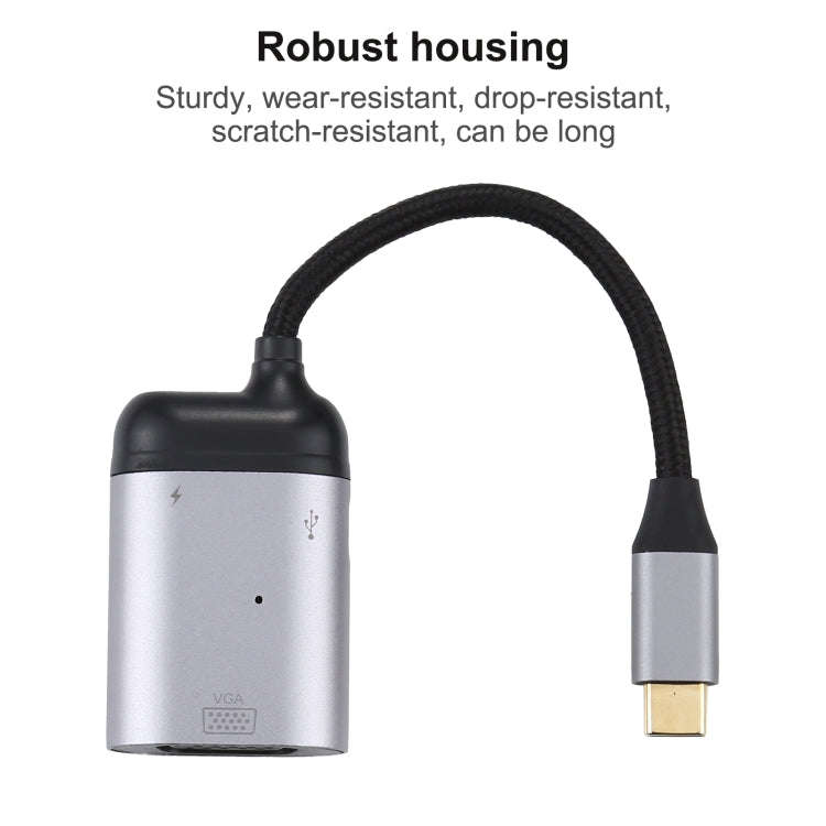 4K UHD USB-C / Type-C to VGA + PD Data Sync Adapter Cable