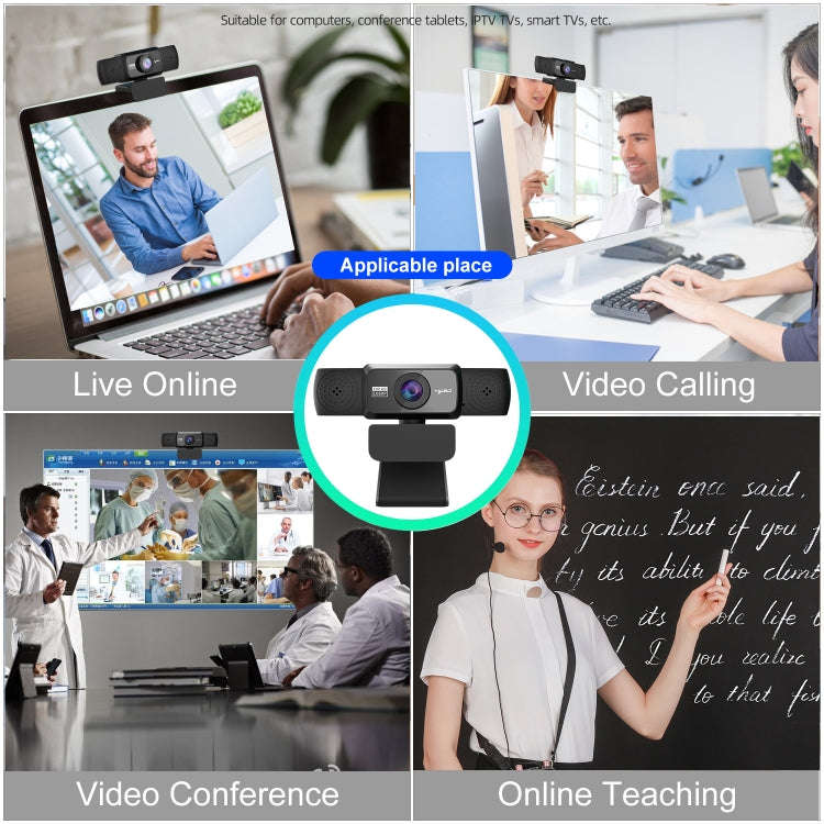 HXSJ S5 1080P Adjustable HD Video Webcam PC Camera with Microphone(Black)