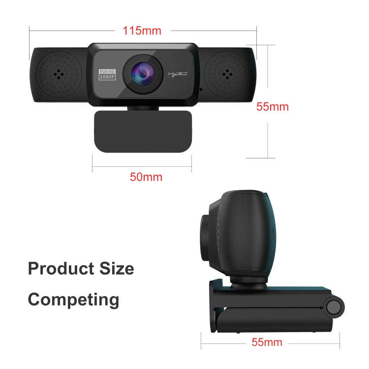 HXSJ S5 1080P Adjustable HD Video Webcam PC Camera with Microphone(Black)