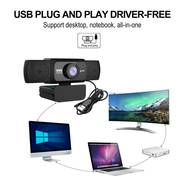HXSJ S5 1080P Adjustable HD Video Webcam PC Camera with Microphone(Black)