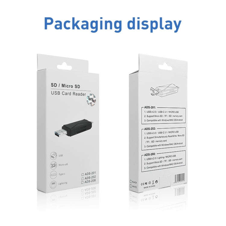 ADS-208 8 Pin+USB+Micro USB Multi-function Card Reader (Silver)