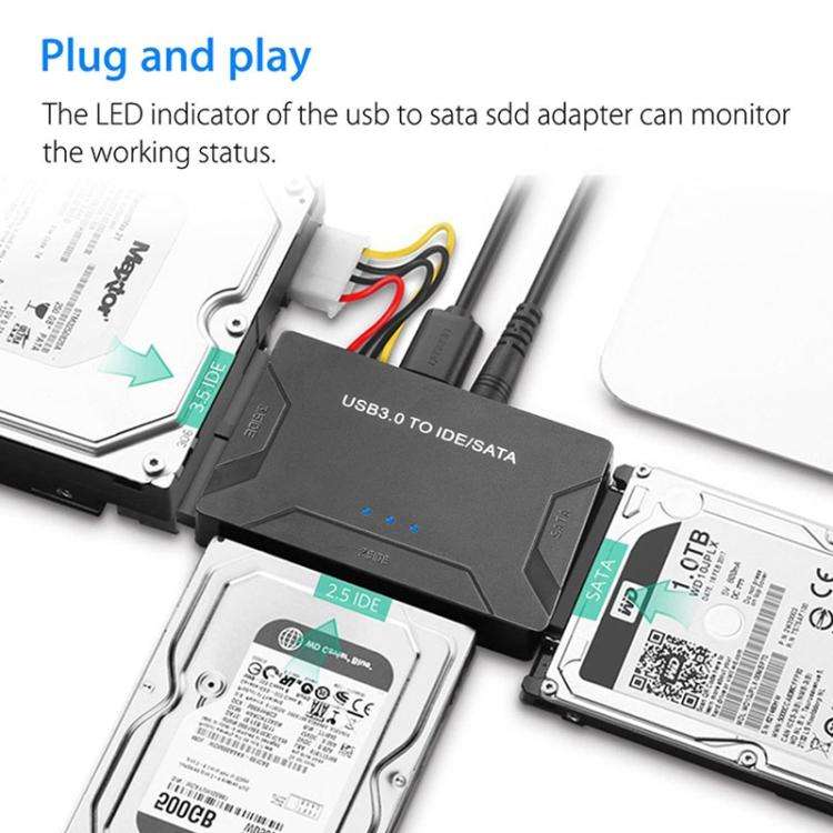 SATA / IDE to USB 3.0 Adapter 2.5 / 3.5 Inch Hard Drive Adapter Cable Converter, US Plug