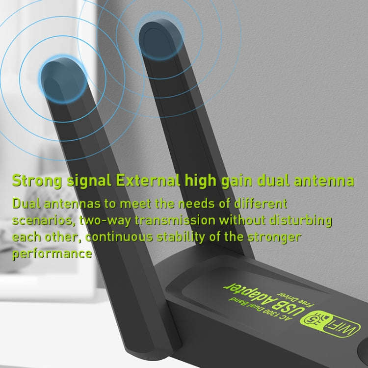 1300Mbps Dual Frequency USB Network Adapter WiFi Transmitter Receiver
