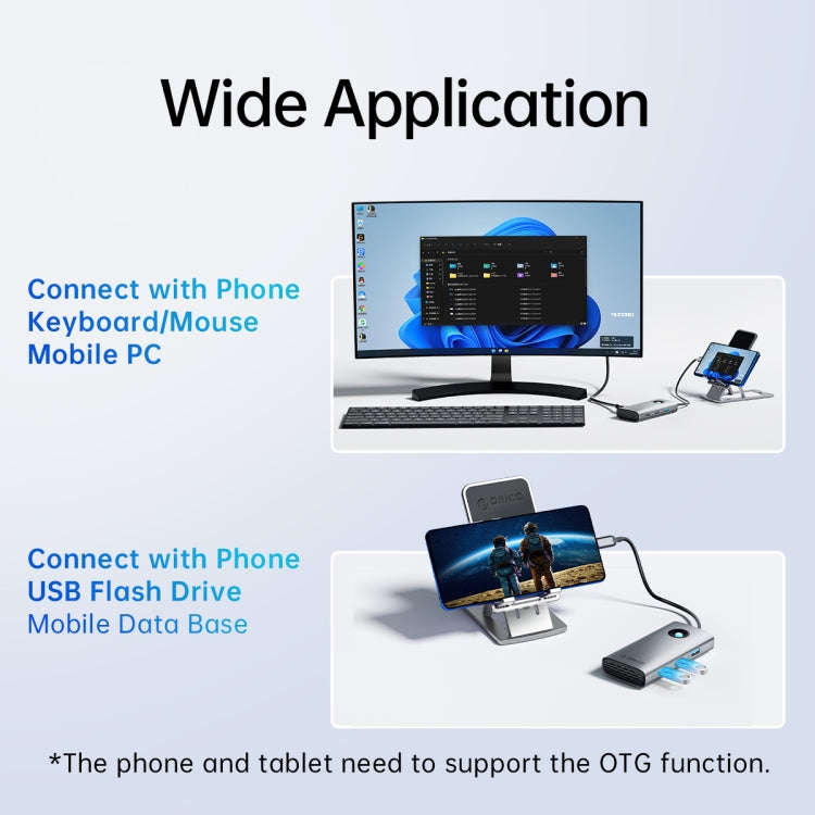 ORICO ORICO-PW11-6PCR R45 Type-C / USB-C 6-in-1 5Gbps Multifunction Docking Station (Dark Gray)