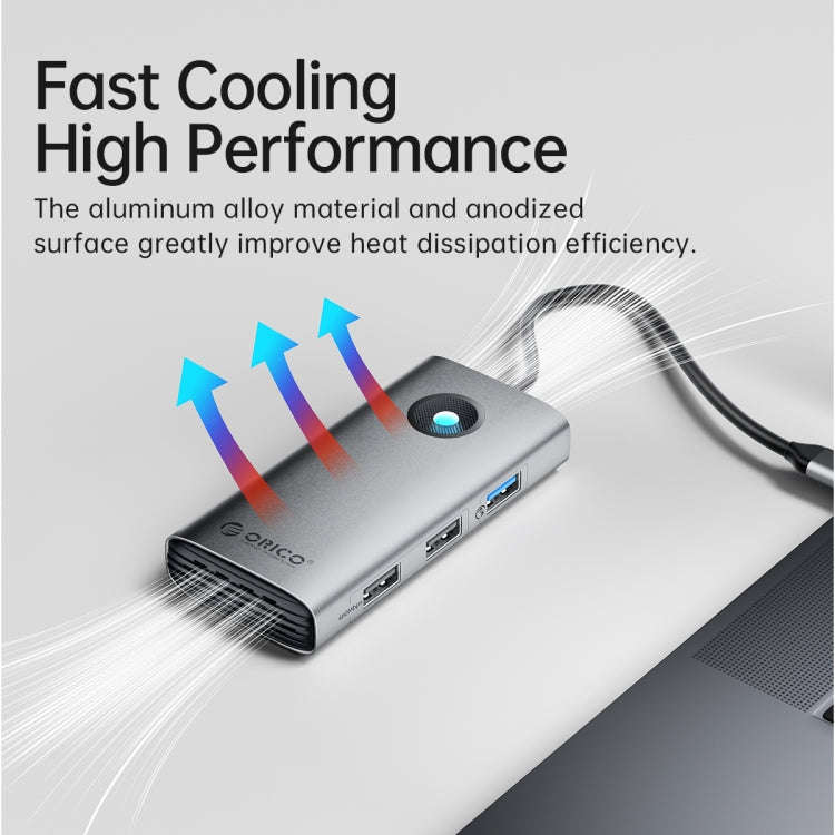 ORICO ORICO-PW11-6PCR R45 Type-C / USB-C 6-in-1 5Gbps Multifunction Docking Station (Dark Gray)