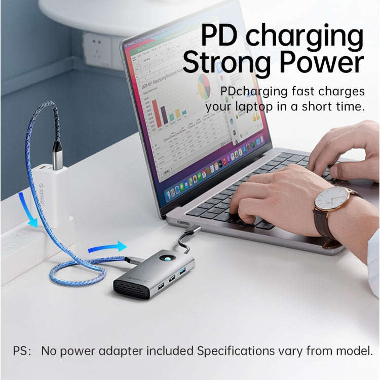 ORICO ORICO-PW11-6PCR R45 Type-C / USB-C 6-in-1 5Gbps Multifunction Docking Station (Dark Gray)